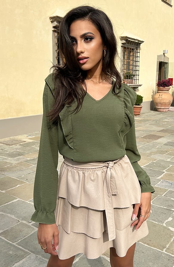 Blouse Met Ruches Nola Army – shoparchief