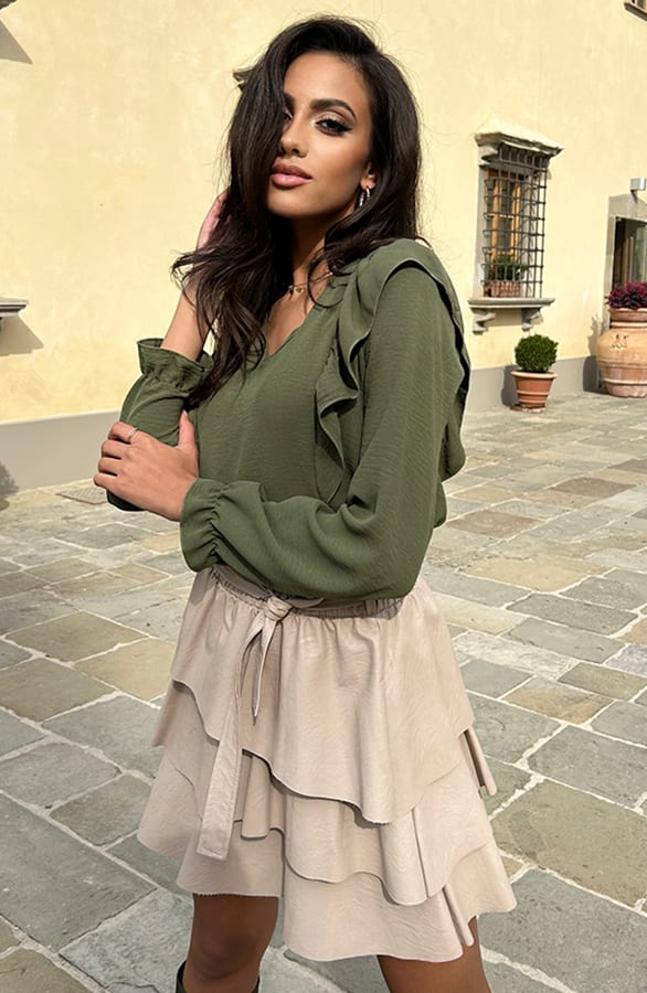 Blouse Met Ruches Nola Army – shoparchief — foto 3