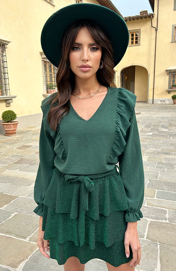 Blouse Met Ruches Nola Smaragd – shoparchief — foto 5