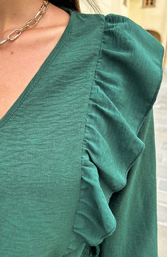 Blouse Met Ruches Nola Smaragd – shoparchief — foto 4