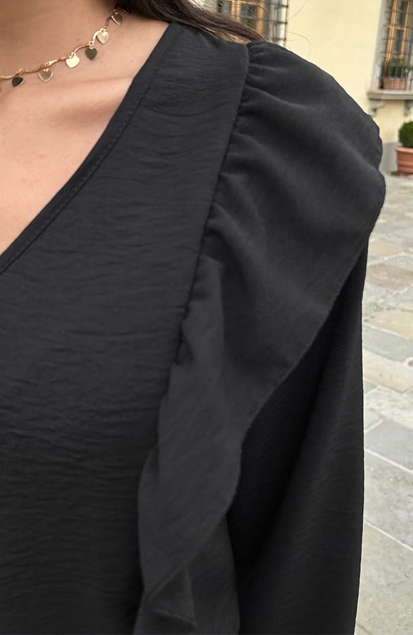 Blouse Met Ruches Nola Zwart – shoparchief — foto 5