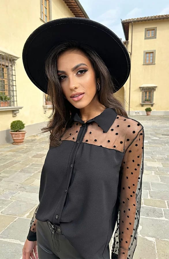 Dots Sleeve Blouse Noah Zwart – shoparchief — foto 2