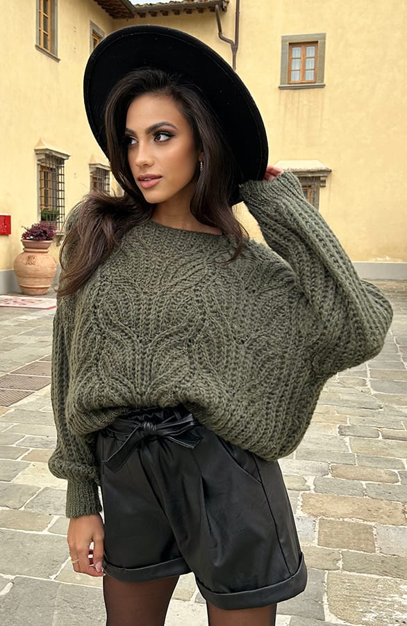 Grof Gebreide Trui Vanessa Army – shoparchief — foto 2