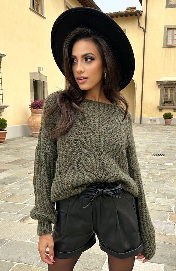 Grof Gebreide Trui Vanessa Army – shoparchief