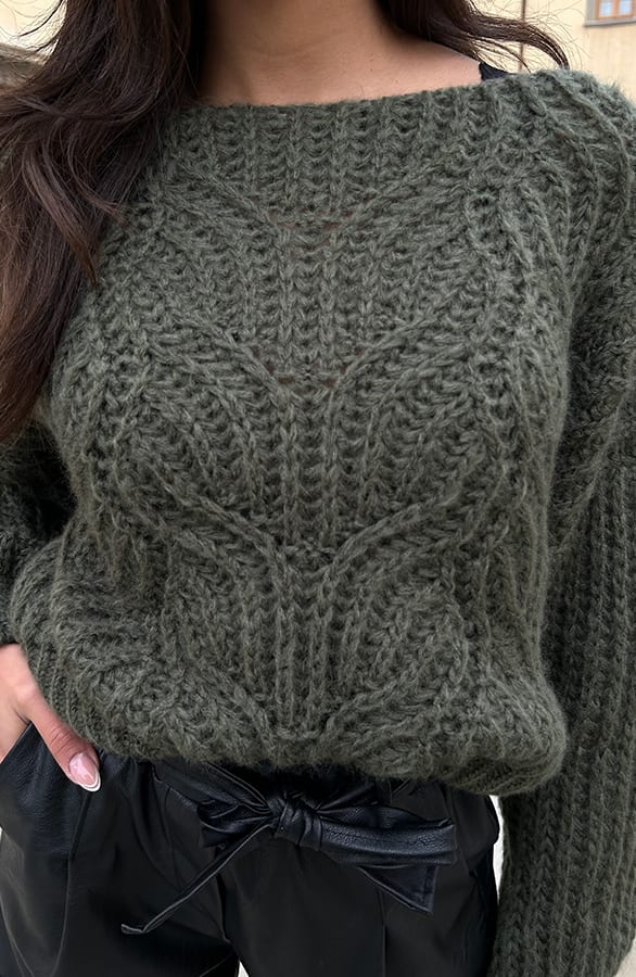 Grof Gebreide Trui Vanessa Army – shoparchief — foto 6