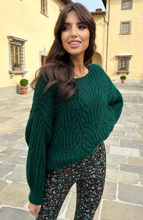 Grof Gebreide Trui Vanessa Smaragd – shoparchief — foto 3