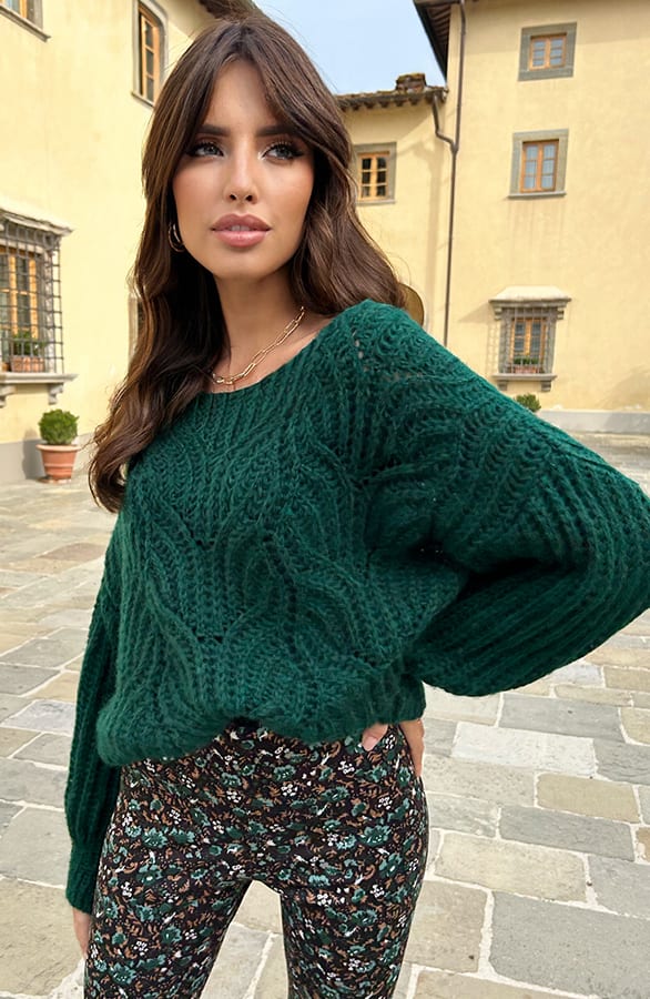 Grof Gebreide Trui Vanessa Smaragd – shoparchief — foto 6