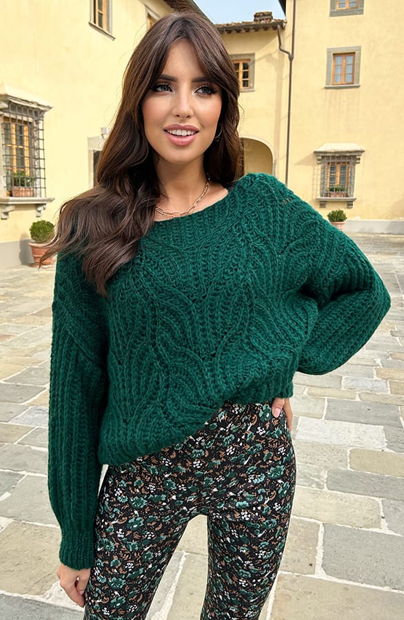 Grof Gebreide Trui Vanessa Smaragd – shoparchief