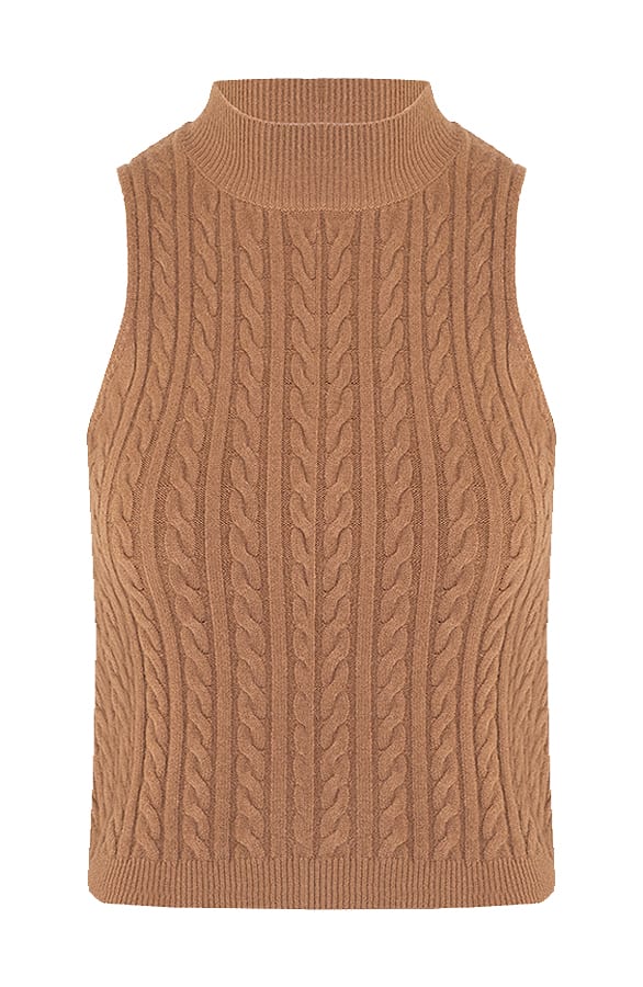 Kabelgebreide Pullover Linda Camel – shoparchief