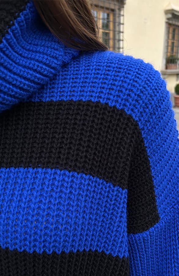 Lange Gebreide Strepen Trui Jettie Kobalt – shoparchief — foto 6