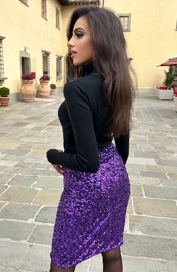 Midi Pailletten Rok Dionne Paars – shoparchief — foto 5