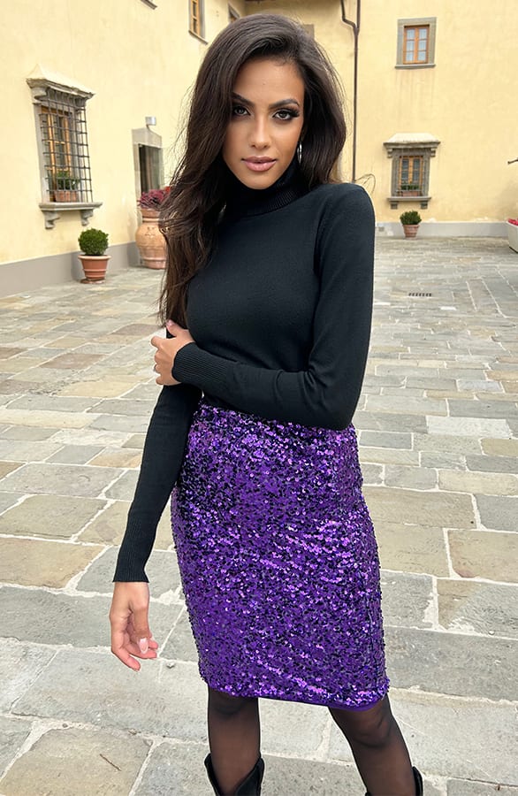 Midi Pailletten Rok Dionne Paars – shoparchief — foto 3