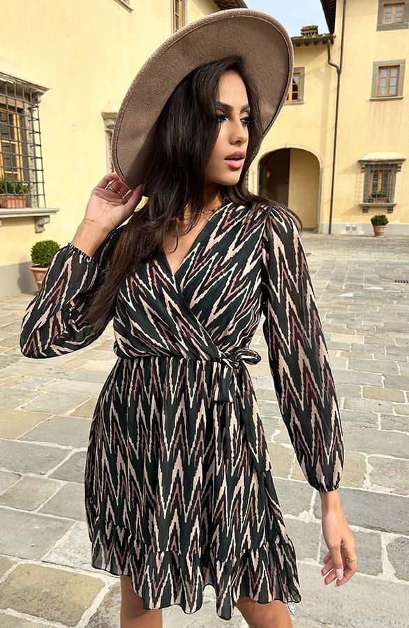 Print Strik jurk Vivian Smaragd – shoparchief — foto 3