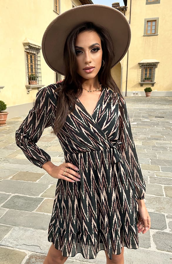 Print Strik jurk Vivian Smaragd – shoparchief