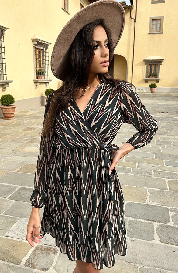Print Strik jurk Vivian Smaragd – shoparchief — foto 2