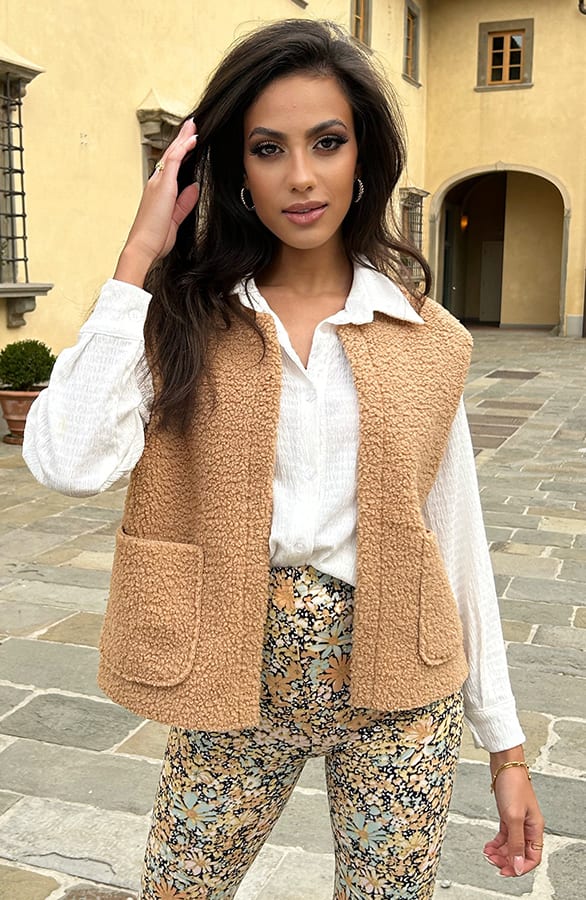 Teddy Gilet Tara Camel – shoparchief
