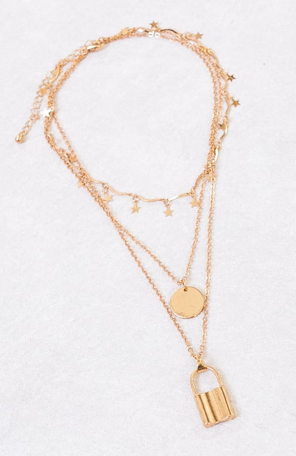 Triple Laagjes Ketting Keri Goud – shoparchief