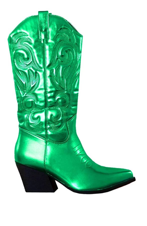 Cowboy Boots Lynda Metallic Green – shoparchief