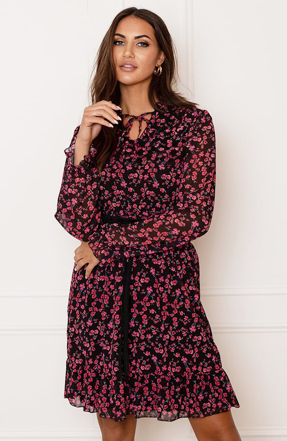 Exclusive Bloemenprint Jurk Noé Zwart Roze – shoparchief — foto 2