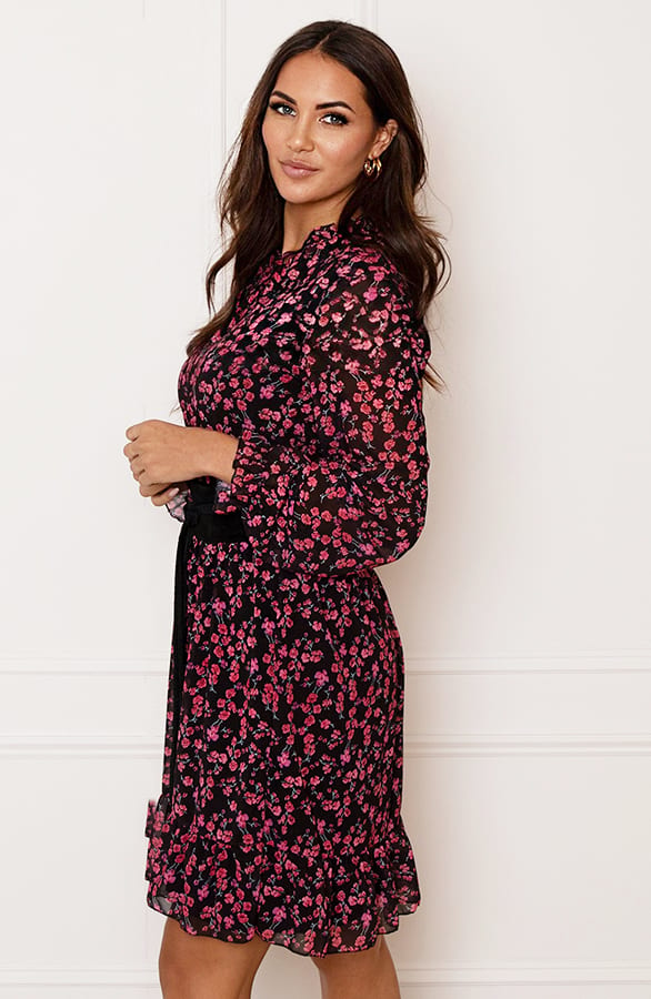 Exclusive Bloemenprint Jurk Noé Zwart Roze – shoparchief — foto 3