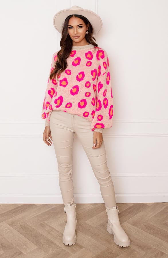 Gebreide Leopard Sweater Melany Beige – shoparchief — foto 5