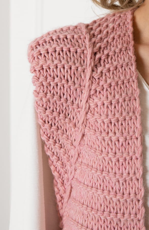 Grof Gebreid Gilet Kiek Dust Roze – shoparchief — foto 6