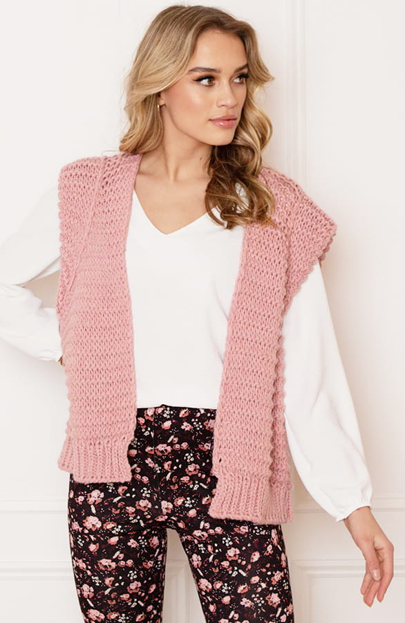 Grof Gebreid Gilet Kiek Dust Roze – shoparchief — foto 2