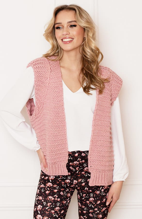 Grof Gebreid Gilet Kiek Dust Roze – shoparchief