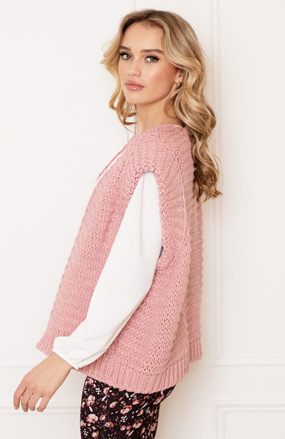 Grof Gebreid Gilet Kiek Dust Roze – shoparchief — foto 4