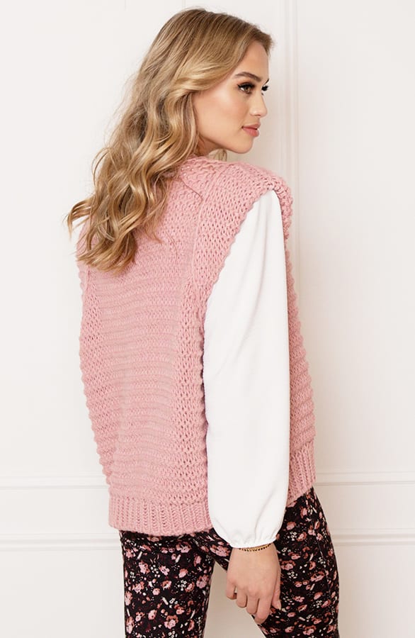 Grof Gebreid Gilet Kiek Dust Roze – shoparchief — foto 5