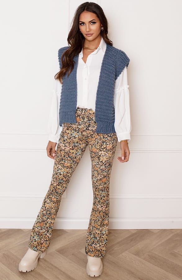 Grof Gebreid Gilet Kiek Jeansblauw – shoparchief — foto 5