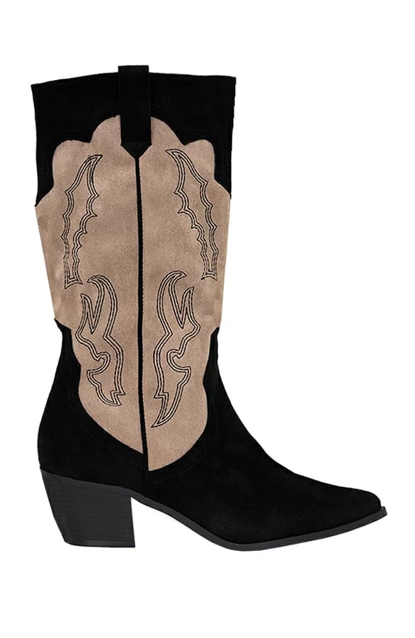 Hoge Cowboy Boots Julie Zwart Taupe – shoparchief