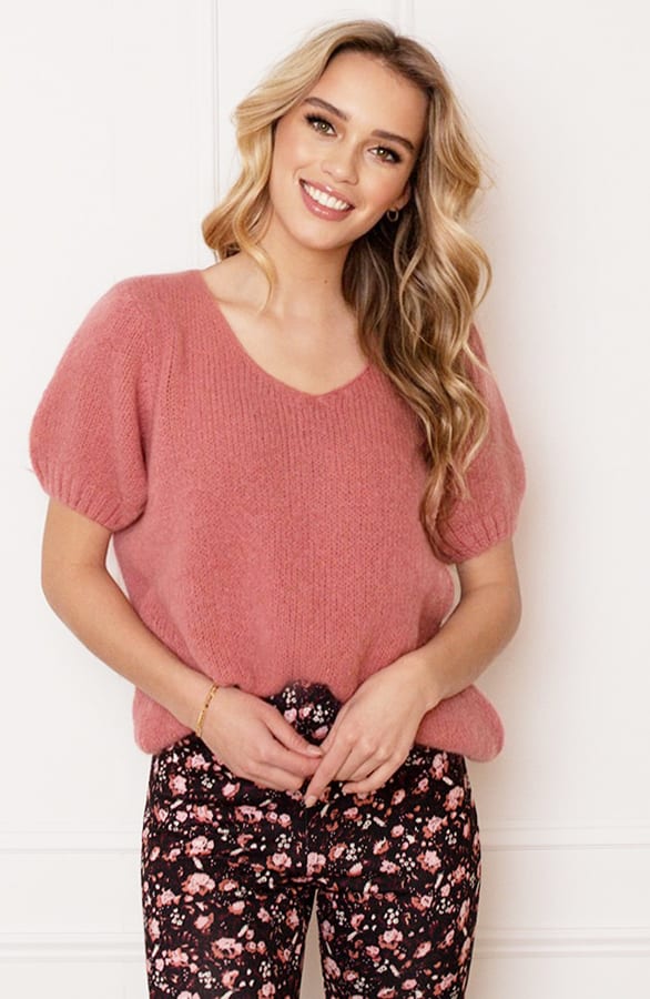 Knitted Korte Mouwen Top Kiki Dust Roze – shoparchief — foto 2