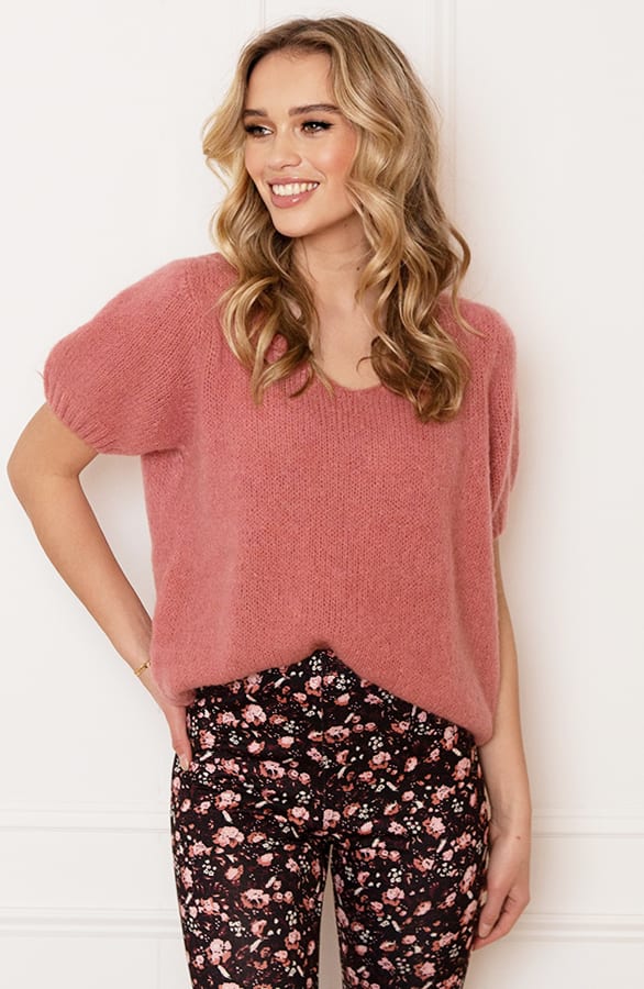 Knitted Korte Mouwen Top Kiki Dust Roze – shoparchief — foto 9