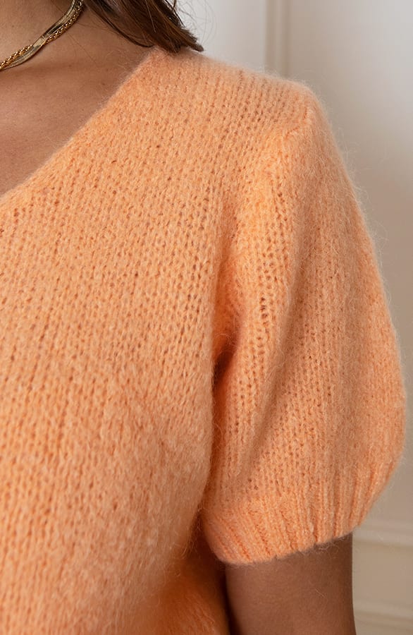 Knitted Korte Mouwen Top Kiki Light Peach – shoparchief — foto 6