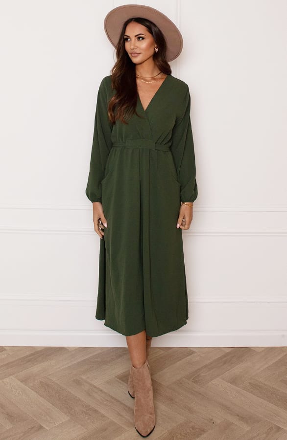 Midi Jurk Met Zakken Leah Army – shoparchief — foto 3