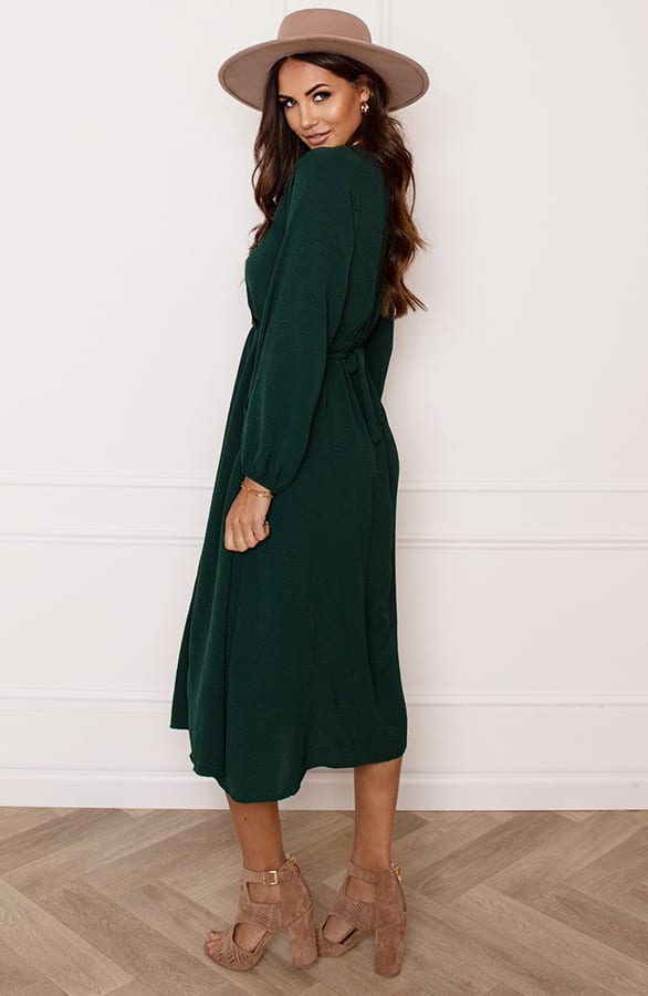 Midi Jurk Met Zakken Leah Smaragd – shoparchief — foto 5
