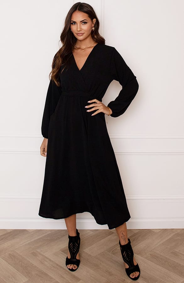 Midi Jurk Met Zakken Leah Zwart – shoparchief — foto 2