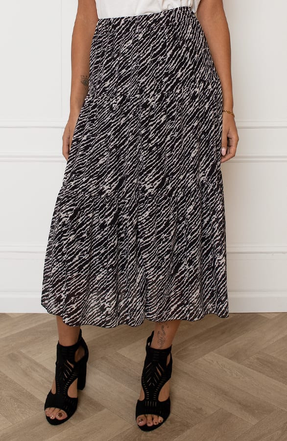 Midi Rok Met Print Elin Zwart Wit – shoparchief