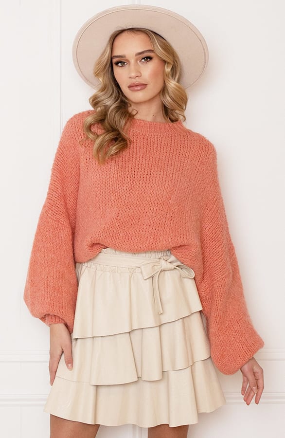 Oversized Knitted Trui Carli Koraal – shoparchief