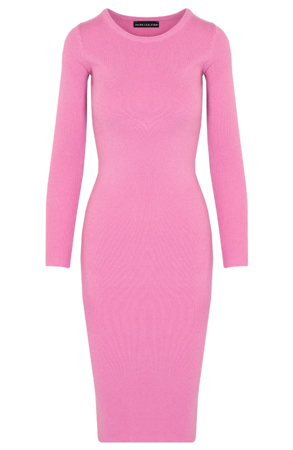Ribstof Midi Jurk Mila Roze – shoparchief