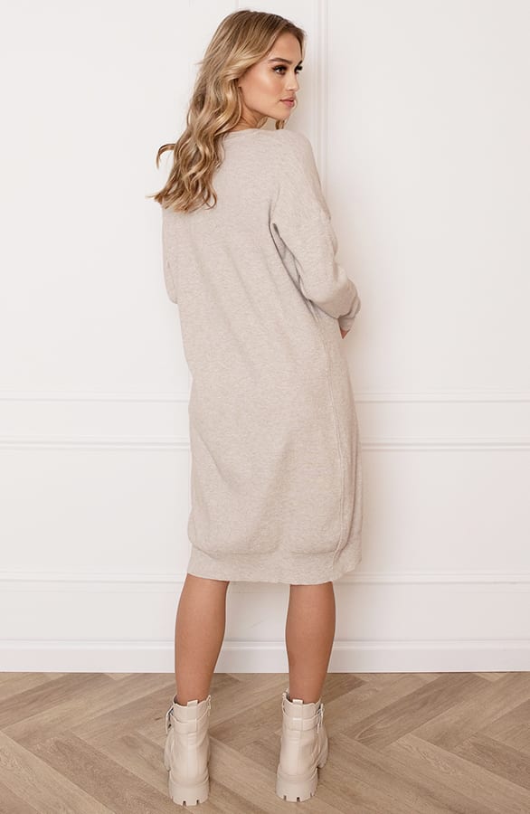 Ribstof Sweater Dress Mia Beige – shoparchief — foto 5