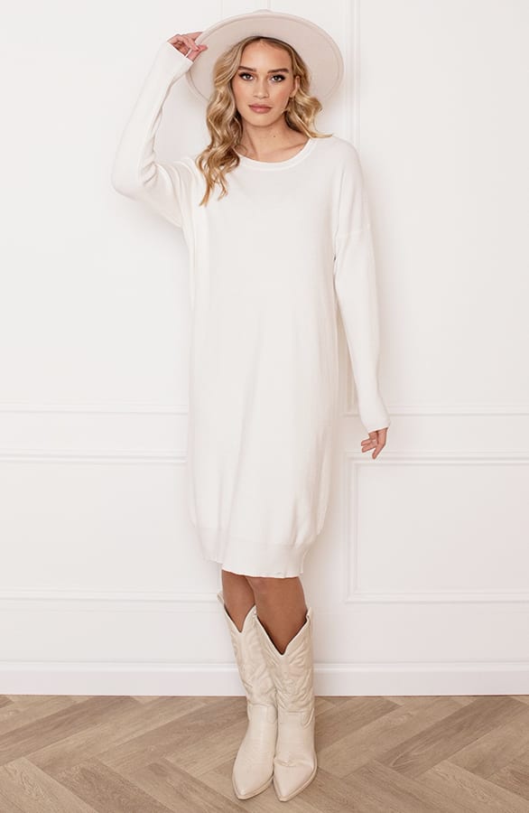 Ribstof Sweater Dress Mia Ecru – shoparchief — foto 2