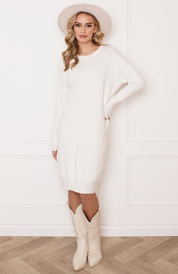 Ribstof Sweater Dress Mia Ecru – shoparchief