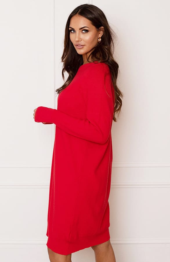 Ribstof Sweater Dress Mia Rood – shoparchief — foto 3