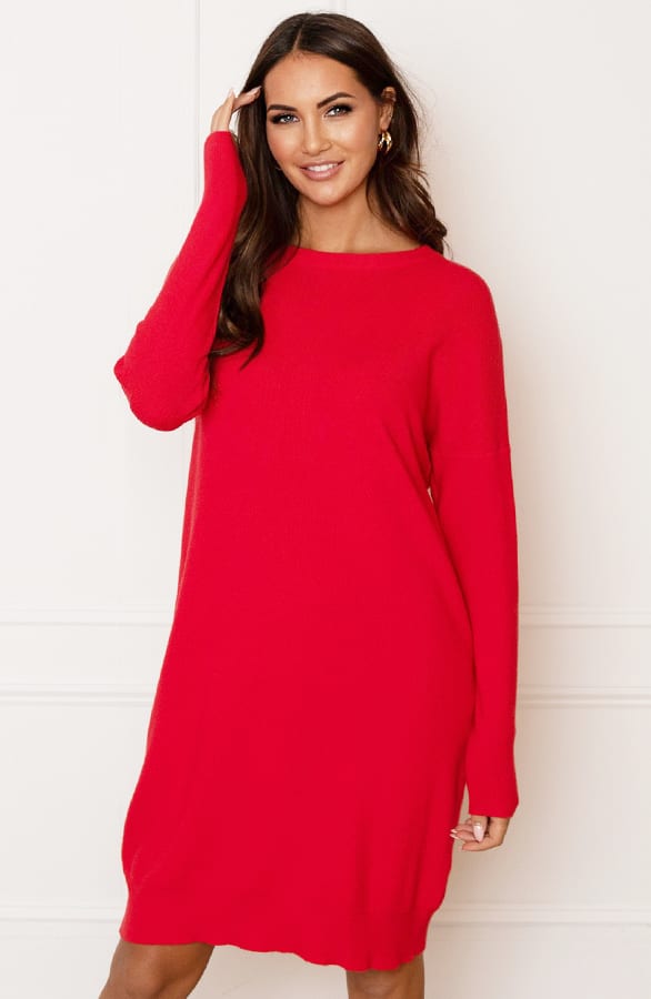 Ribstof Sweater Dress Mia Rood – shoparchief — foto 2