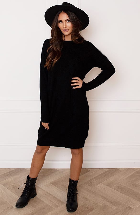 Ribstof Sweater Dress Mia Zwart – shoparchief — foto 6