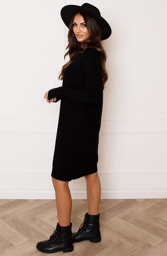 Ribstof Sweater Dress Mia Zwart – shoparchief — foto 8
