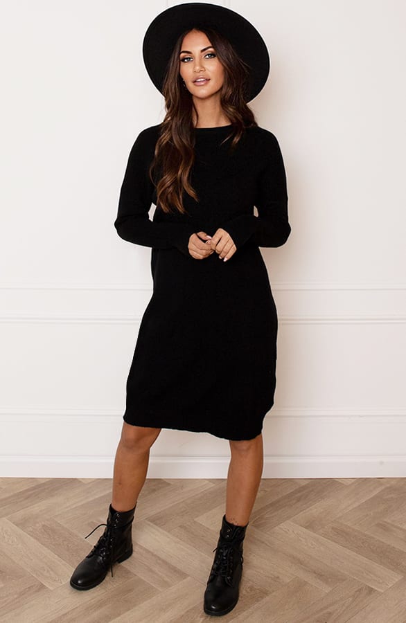 Ribstof Sweater Dress Mia Zwart – shoparchief — foto 7