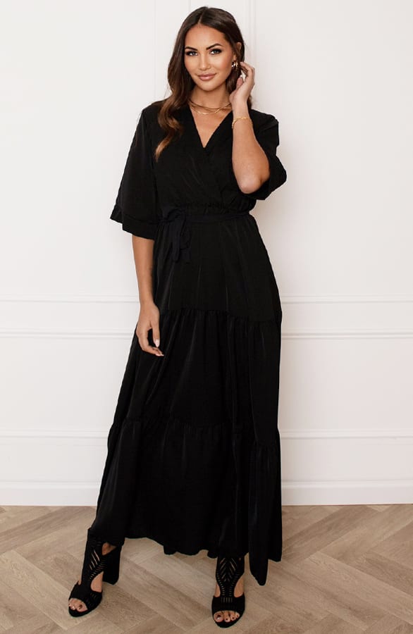 Silky A-Lijn Maxi Jurk Nova Zwart – shoparchief